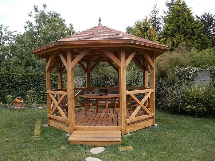 Gloriette Octogonale Chêne | Toit Pergola, Gloriette encequiconcerne Tonnelle De Jardin En Bois