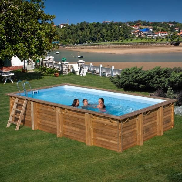 Gre Дървен Правоъгълен Басейн Gre 600 X 400 X 133 Cм avec Piscine Bois Lagos