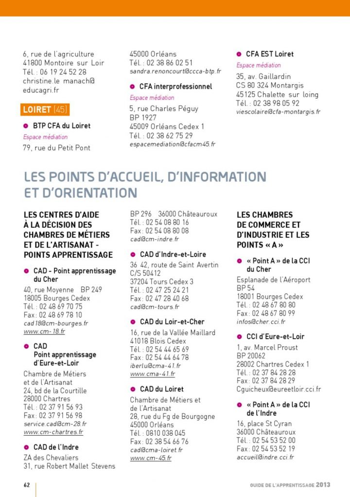 Guide-Apprentissage-2013-2014-Region-Centre By Cci concernant Chambre Des Metiers Orleans