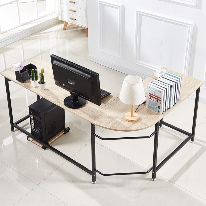 Hago Modern L-Shaped Desk Corner Computer Desk Home Office concernant Bureau Gamer Ikea