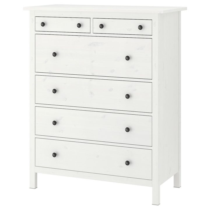 Hemnes Commode 6 Tiroirs – Teinté Blanc 108X131 Cm À pour Armoire De Jardin Ikea