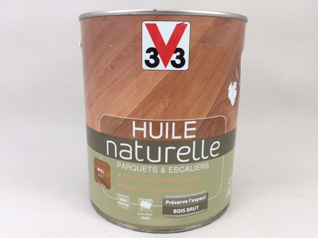 Huile Naturelle Parquet – Escaliers V33 2,5L V33 pour Saturateur V33 Terrasses Classique 5L Naturel