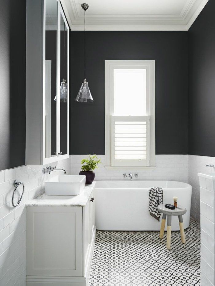 Idée Décoration Salle De Bain – Carrelage Noir Et Blanc tout Idee Salle De Bain