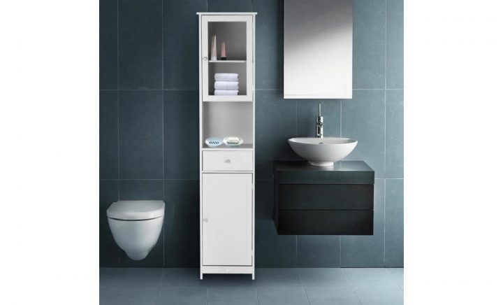 Ikayaa Armoire De Rangement Avec Tiroir Porte Miroir Cabinet Haut Meuble  Moderne Pour Cuisine Salle De Bains Chambre 40 * 28 * 180Cm pour Meuble Haut Salle De Bain Avec Miroir