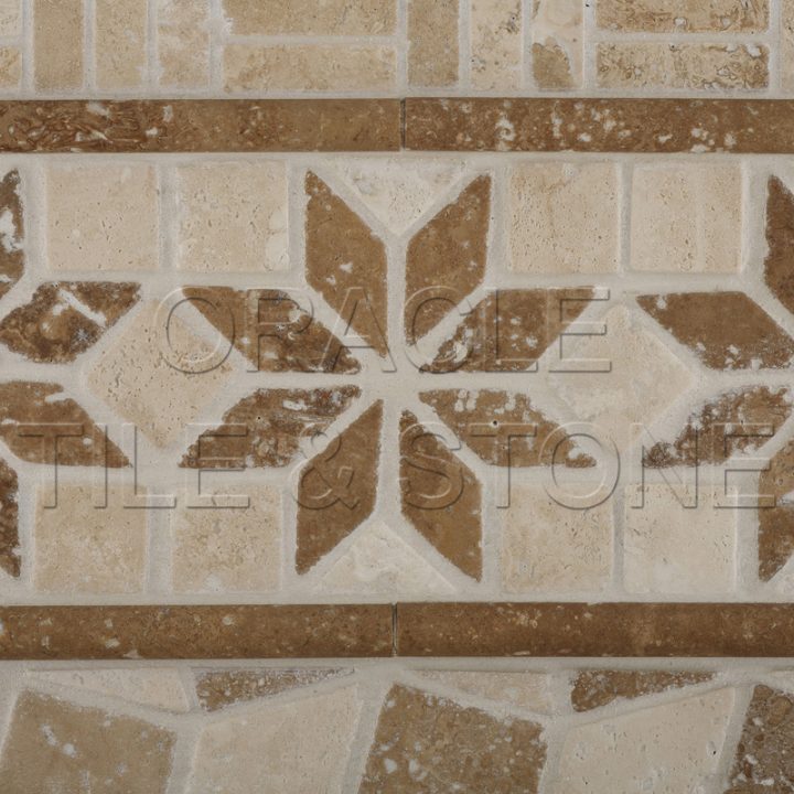 Ivory & Noce Travertine Tumbled Floral Border Listello | Ebay intérieur Listel Travertin