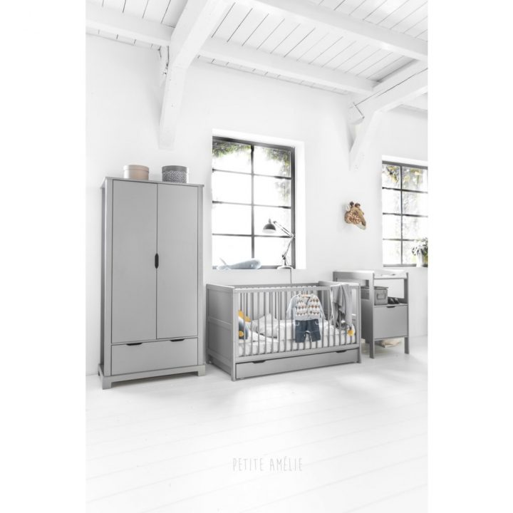 Lit Bébé Évolutif 3 En 1 (0-6 Ans), Lit Enfant, Matelas Inclus – Gris dedans Chambre Bébé Complète Évolutive