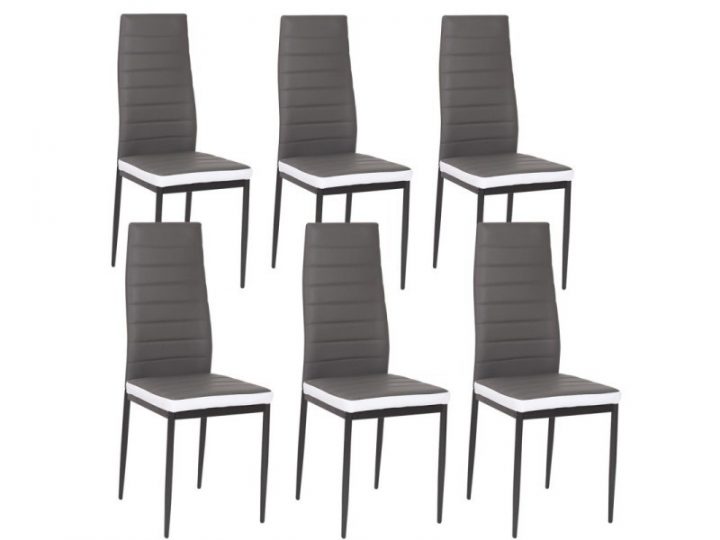 Lot De 6 Chaises Romane Grises Bandeau Blanc Pour Salle À concernant But Chaise Romane