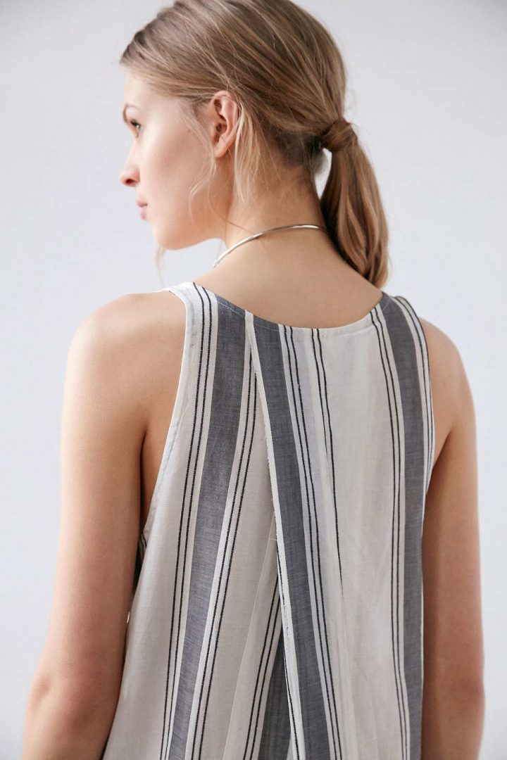 Lyst – Silence + Noise Annaka Striped Maxi Tank Dress In Gray avec Plot New Maxi