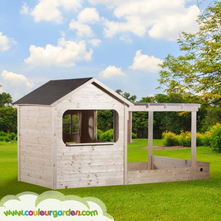 Maison De Jardin Pour Enfant Avec Pergola + Bac À Sable intérieur Maison De Jardin Pour Enfant