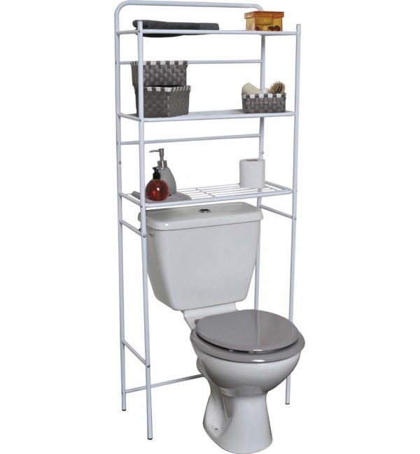 Meuble À 3 Tablettes Pour Toilettes – Blanc – La Foir destiné Meuble Wc Foir&#039;Fouille