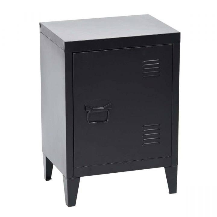 Meuble Bas Caisson Métal Casier 1 Porte Noir serapportantà Petit Meuble Metal