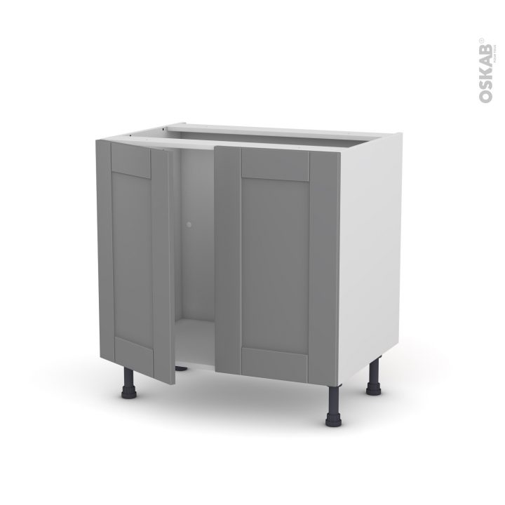 Meuble De Cuisine Sous Évier Filipen Gris, 2 Portes, L80 X H70 X P58 Cm destiné Meuble Sous Évier 120