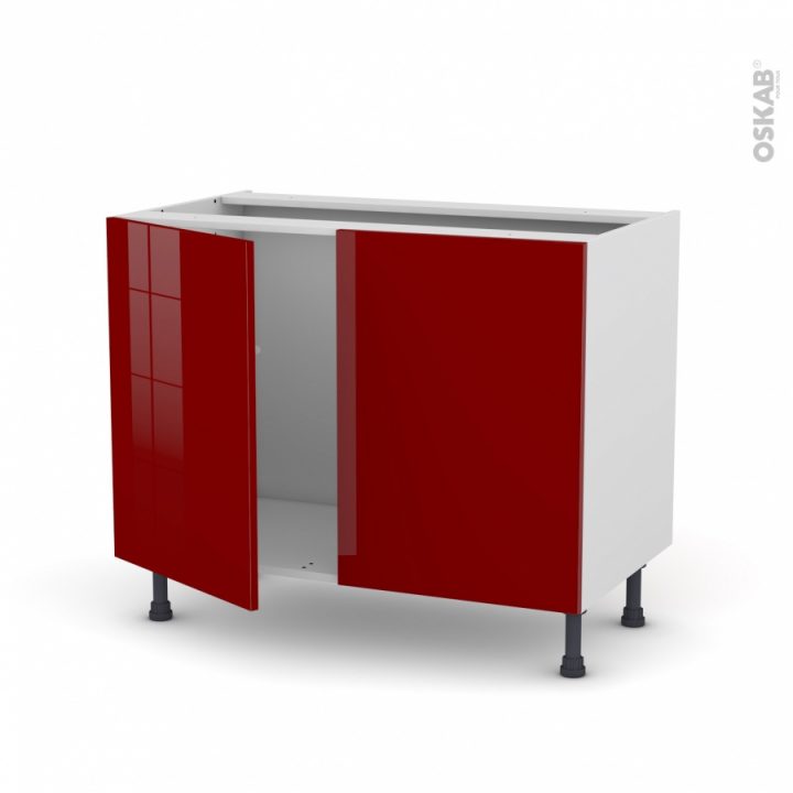 Meuble De Cuisine Sous Évier Ivia Rouge 2 Portes L100 X encequiconcerne Meuble Sous-Évier 100 Cm Brico Dépôt