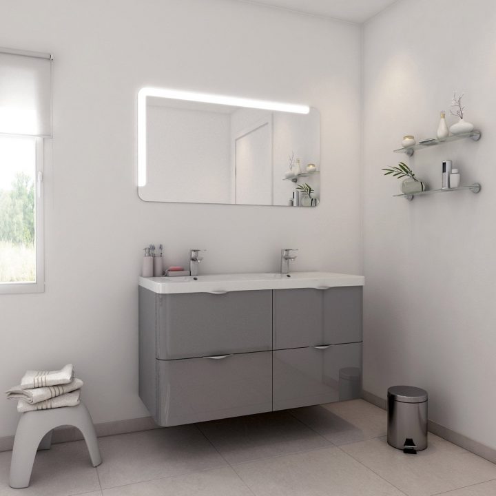 Meuble De Salle De Bains Plus De 120, Gris / Argent, Neo tout Leroy Merlin Salle De Bain