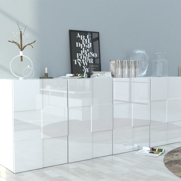 Meuble Design 240 Cm Buffet Blanc Laqué – Sofamobili avec Meuble Blanc Laqué Chambre