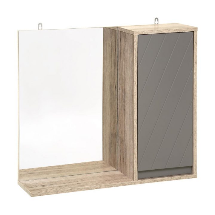 Meuble Haut Avec Miroir De Salle De Bain Elda – Bois Et Gris avec Meuble Haut Salle De Bain Avec Miroir