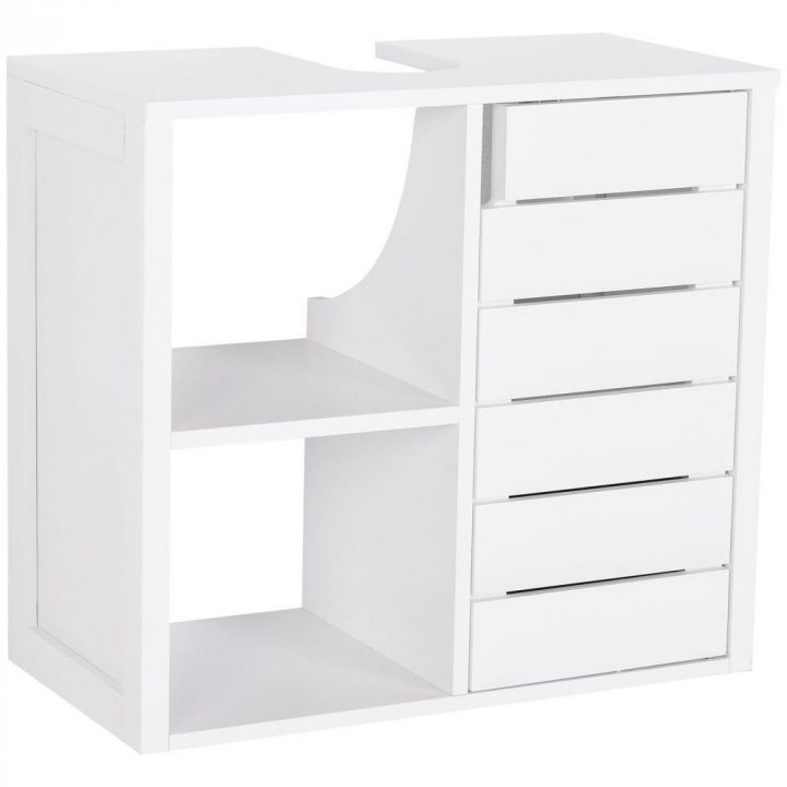 Meuble Salle De Bain Mural – Meuble Sous-Vasque – Placard 1 Porte Avec  Étagère – Double Niche – Dim. 60L X 30L X 54H Cm – Mdf Blanc destiné Placard Mural Salle De Bain