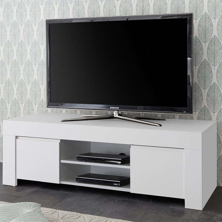 Meuble Tv Design Pas Cher, Meuble Tele Blanc, Meuble Tv tout Grand Meuble Tv Blanc