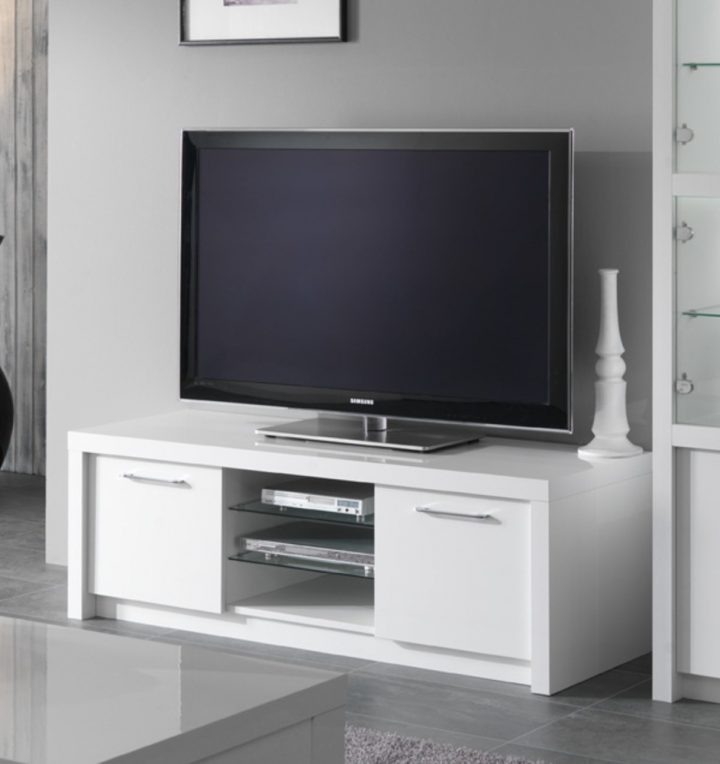 Meuble Tv Plasma Fano Laque Blanc Brillant Blanc L 150 X H serapportantà But Meuble Tv