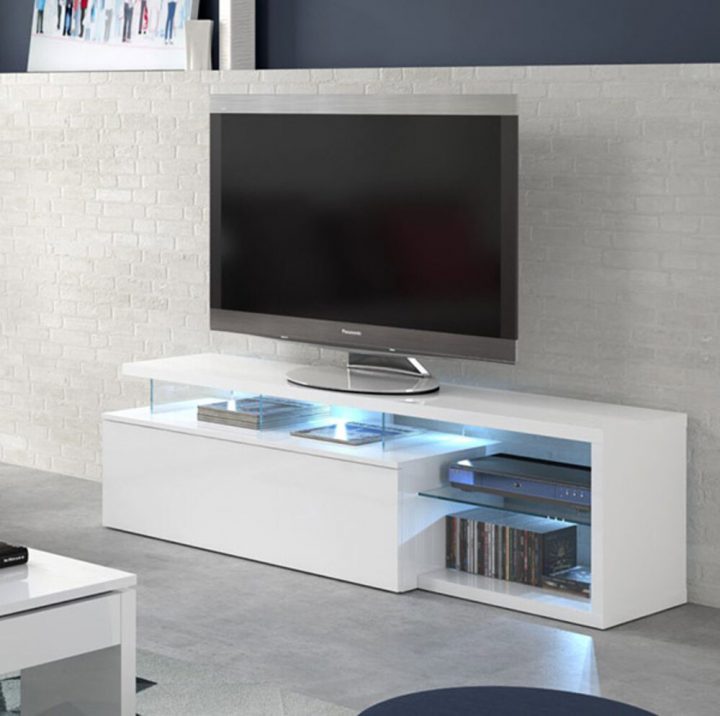 Meuble Tv Quintana Blanc Brillant encequiconcerne But Meuble Tv