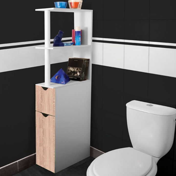 Meuble Wc Étagère Bois Gain De Place Pour Toilette 2 à Caméra Espion Pour Salle De Bain