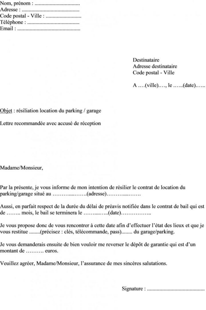 Modèle De Lettre Demande Résiliation Contrat De Location D pour Modèle Bail Meublé