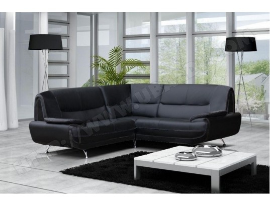 Muza – Canapé D'Angle Design En Simili Cuir Noir Mobilier encequiconcerne Canapé Muza