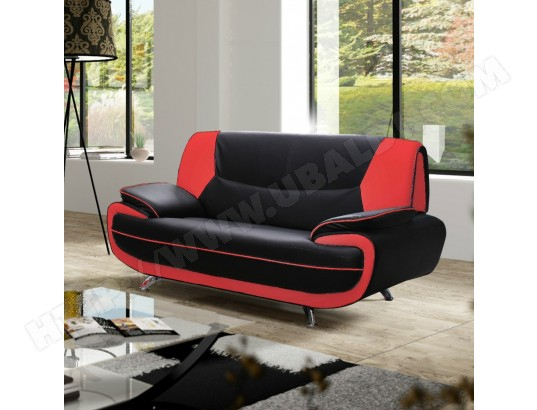 Muza – Canapé Design 3 Places En Simili Cuir Noir Et Rouge intérieur Canapé Muza