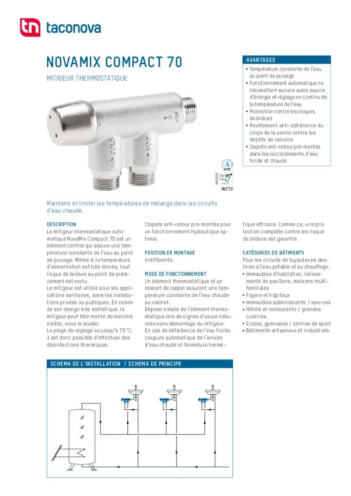 Novamix Compact 70 encequiconcerne Reglage Robinet Thermostatique