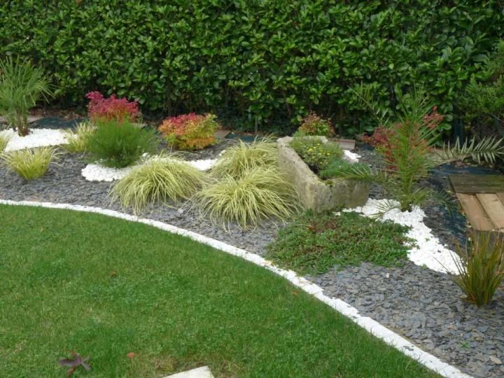 Paillage Massif Talus Copeaux Géotextile Gravier Cailloux avec Geotextile Jardin