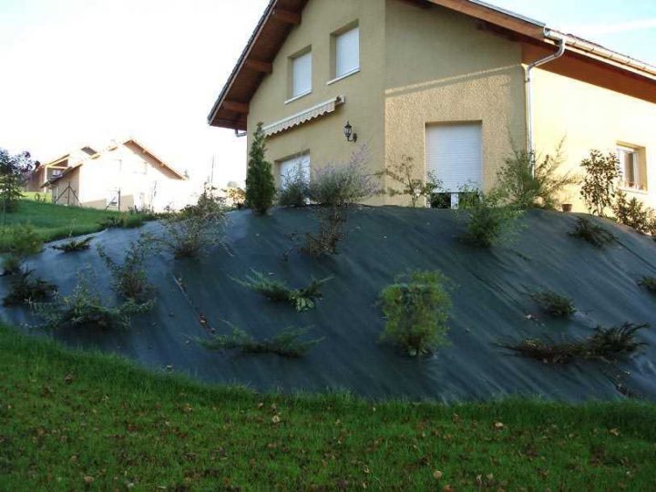 Paillage Massif Talus Copeaux Géotextile Gravier Cailloux destiné Geotextile Jardin