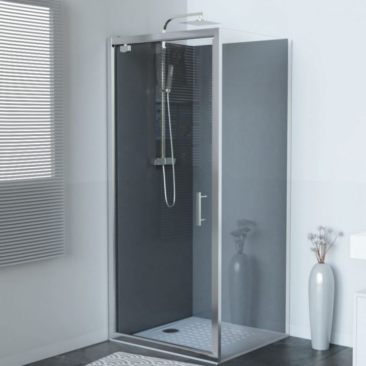 Paroi De Douche D'angle Avec Porte Pivotante Nerina – 80X90 Cm à Receveur De Douche 80X90