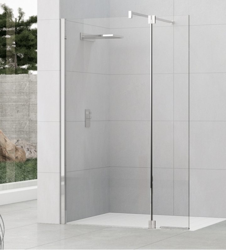 Paroi De Douche Fixe + Volet Pivotant Kuadra H2 70+37 Transparent pour Paroie De Douche 120