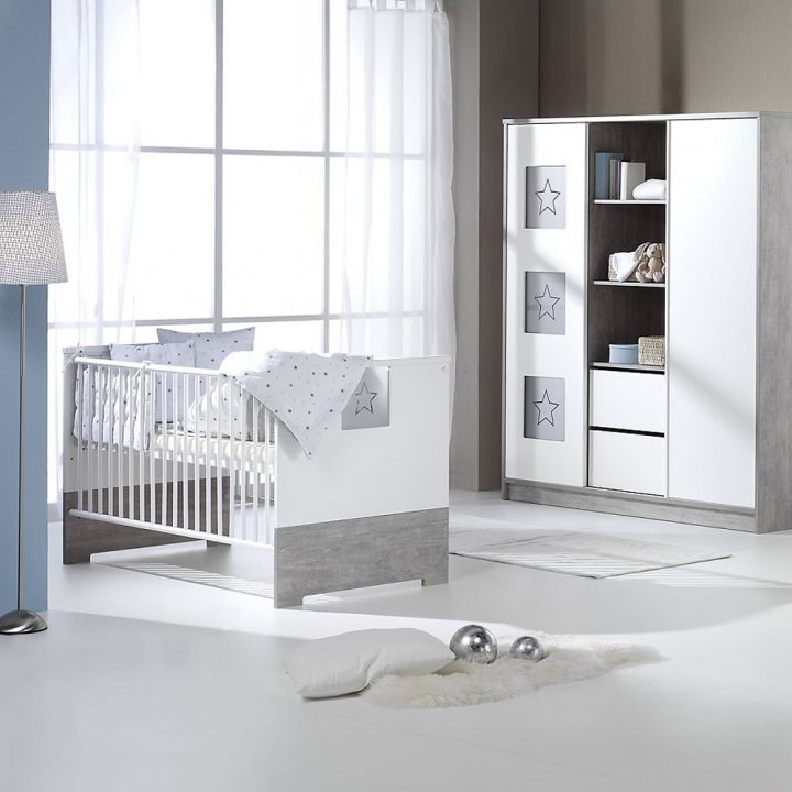 Petite Chambre Bébé Évolutive Étoile : Lit Bébé Évolutif + Commode Évolutive concernant Chambre Bébé Complète Évolutive