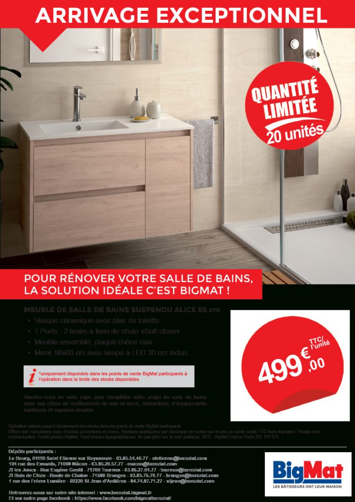 Promo Meuble De Salle De Bains | Béréziat | Bigmat France à Carrelage Salle De Bain Discount