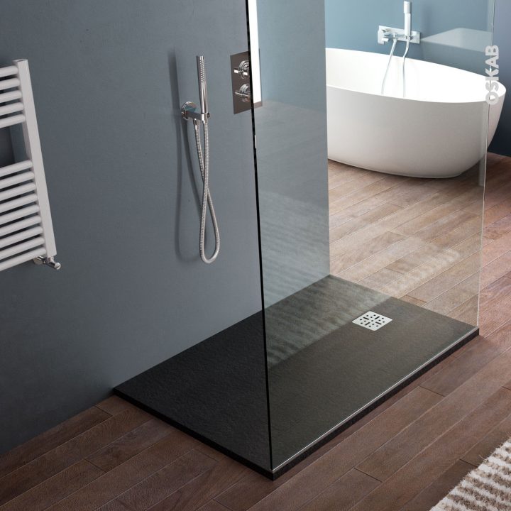 Receveur De Douche Extra-Plat Bali Résine, Rectangulaire 140X80 Cm, Noir à Receveur Douche 140X80