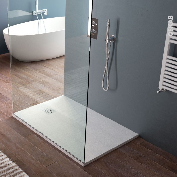 Receveur De Douche Extra-Plat Cuba Résine, Rectangulaire 140X80 Cm, Blanc tout Receveur Douche 140X80