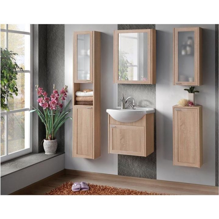 Salle De Bain Piano Chêne Clair serapportantà Meuble Salle De Bain Bois Clair