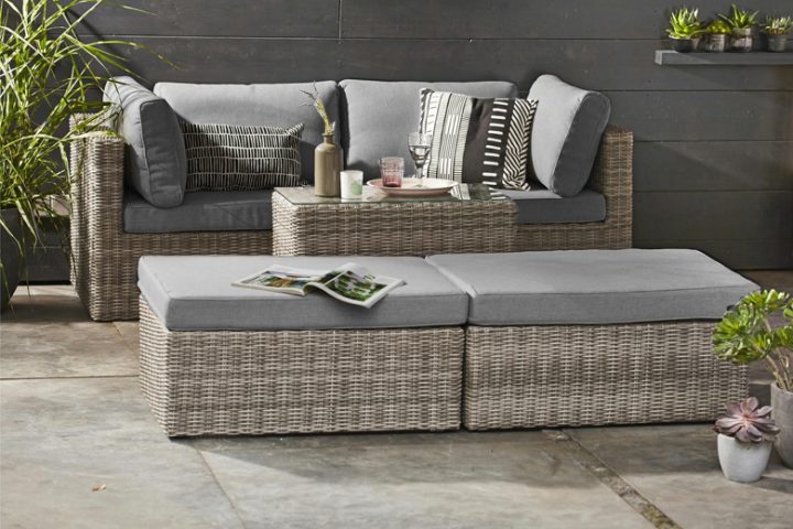 Salon De Jardin En Résine Tressée Gris/Beige Kayla intérieur Salon De Jardin Modulable Résine Tressée – Jade Dégradé Gris Foncé