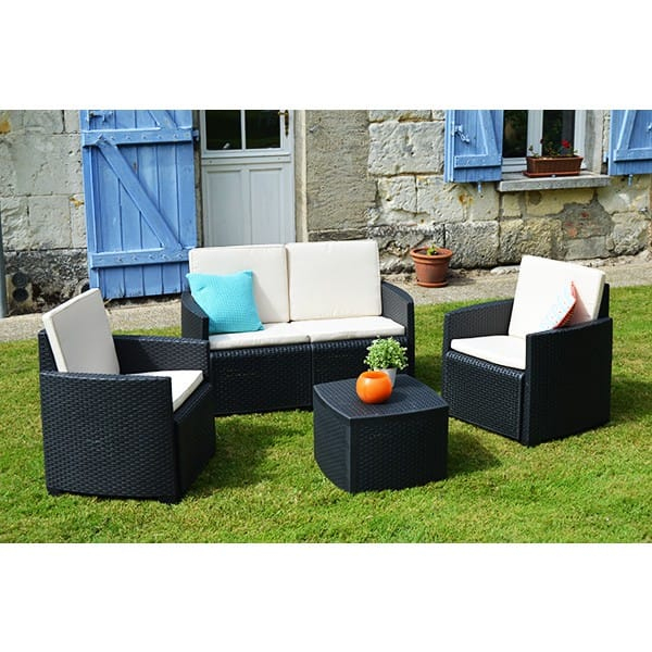 Salon De Jardin Etna Résine Tressée Anthracite – 4 tout Salon De Jardin Intermarché