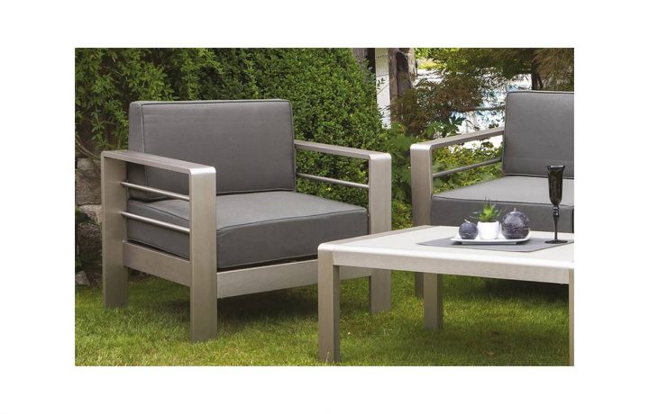 Salon De Jardin Haut De Gamme Taupe En Aluminium Brossé avec Salon De Jardin En Alu