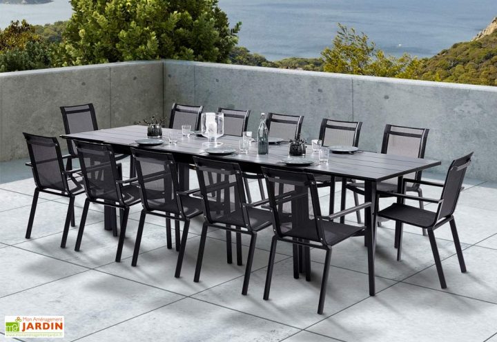 Salon De Jardin Hpl Star Table Extensible Alu 12 Fauteuils tout Salon De Jardin Nevada