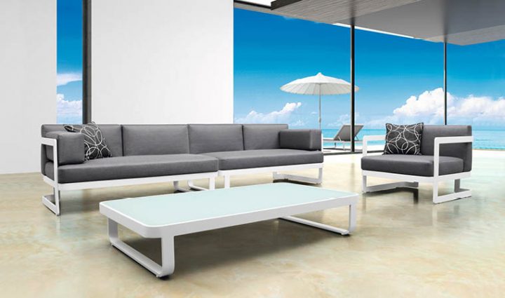 Salon De Jardin Lounge Blanc Modulable 6 Places Haut De Gamme dedans Salon De Jardin Bas Aluminium