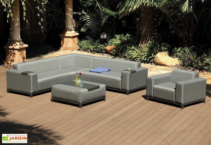 Salon De Jardin Paris En Aluminium Et Tissu Gris – 6/8 encequiconcerne Salon De Jardin En Alu