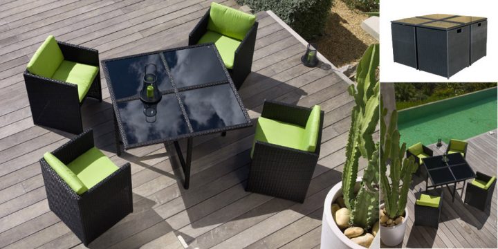 Salon De Jardin Primo Ottoman 4 Anthracite – Oogarden France dedans Salon De Jardin Intermarché