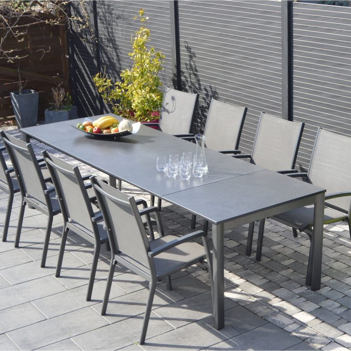 Salon De Jardin Puroplan Aluminium Gris Anthracite, 10 à Salon De Jardin En Alu