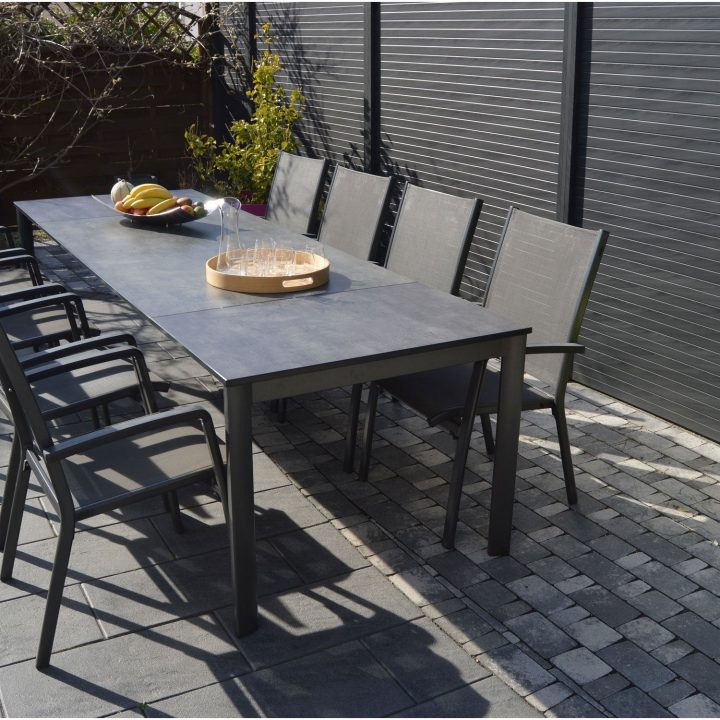 Salon De Jardin Puroplan Aluminium Gris Anthracite, 10 avec Salon De Jardin Tresse Gris