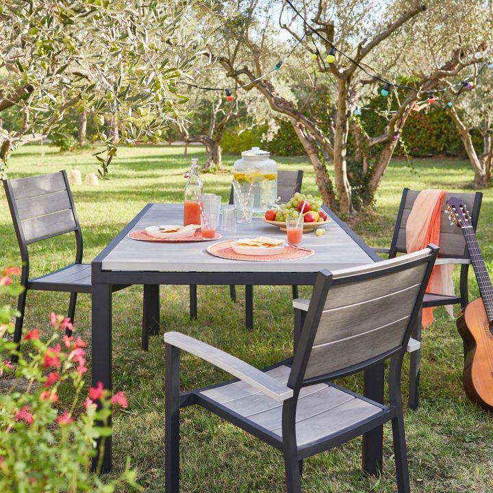 Salon De Jardin Salou Aluminium Gris, 10 Personnes | Leroy encequiconcerne But Salon De Jardin