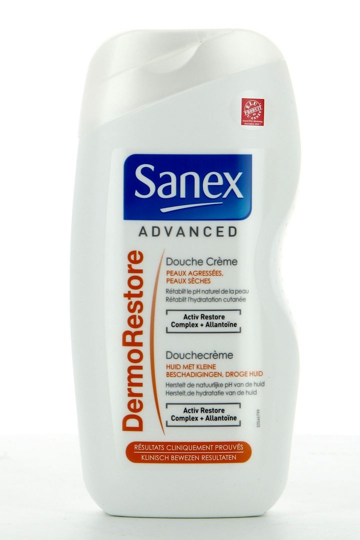 Sanex Gel Douche 500 Ml Advanced Dermo Restore Peaux Agressées, Peaux Sèches à Gel Douche Antibactérien