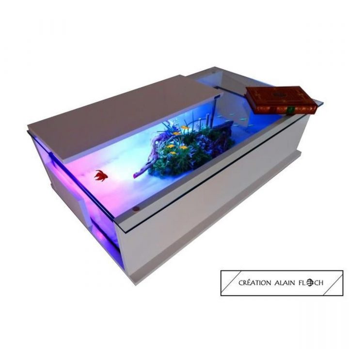 Table Basse Aquarium Terrarium Blanca Avec 5 Roulettes destiné Aquarium Meuble Pas Cher